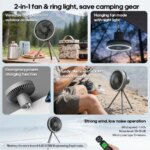 10000mAh 4000mAh Camping Fan Rechargeable  Electric Fan with Power Bank LED Lighting - Image 2