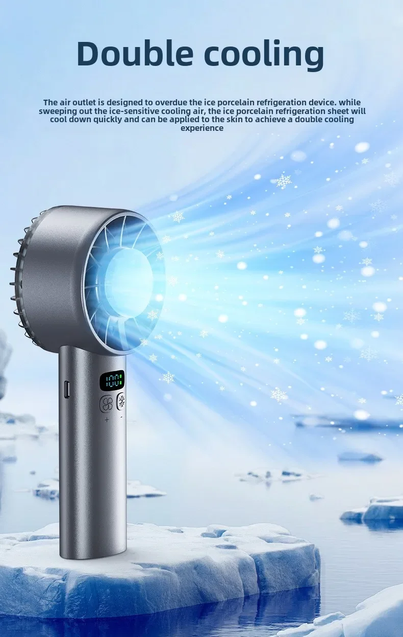 Electric Handheld Cooling USB Rechargeable  LED Display fan