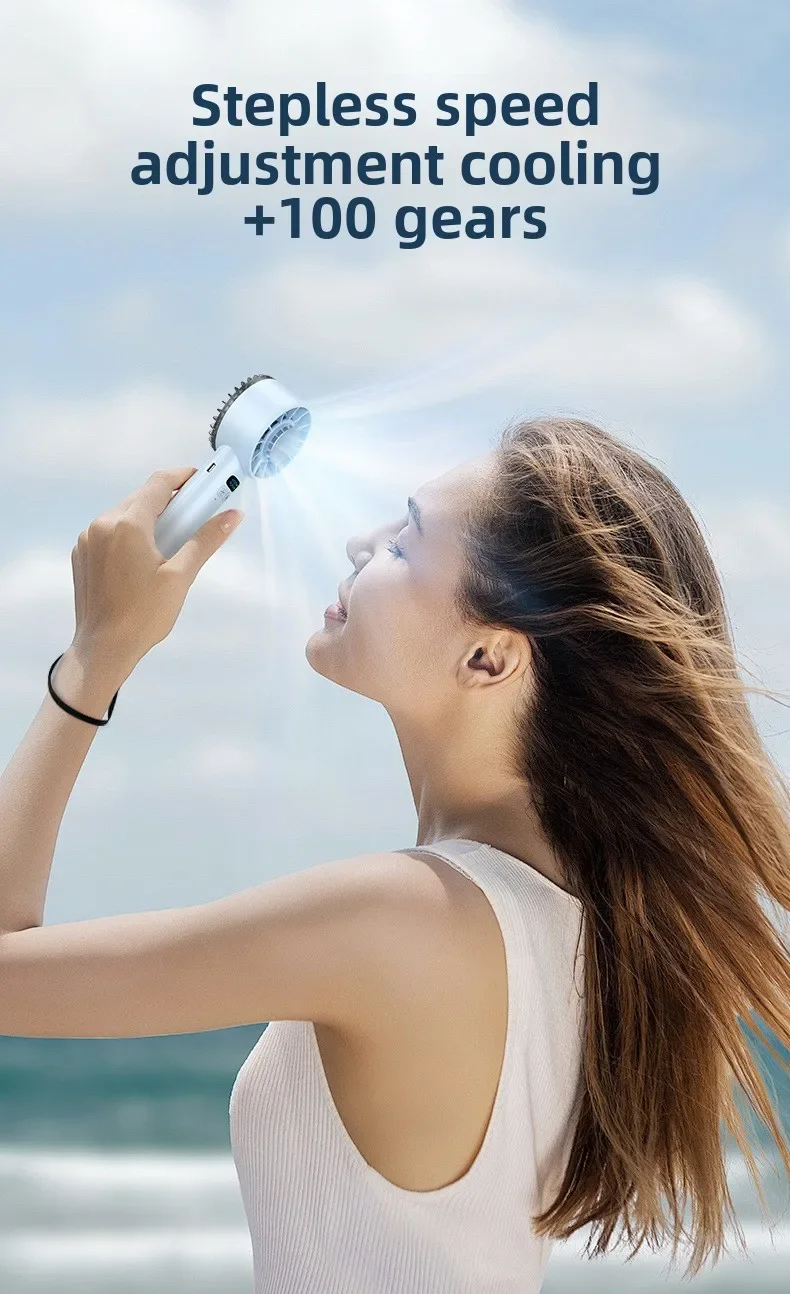Electric Handheld Cooling USB Rechargeable  LED Display fan