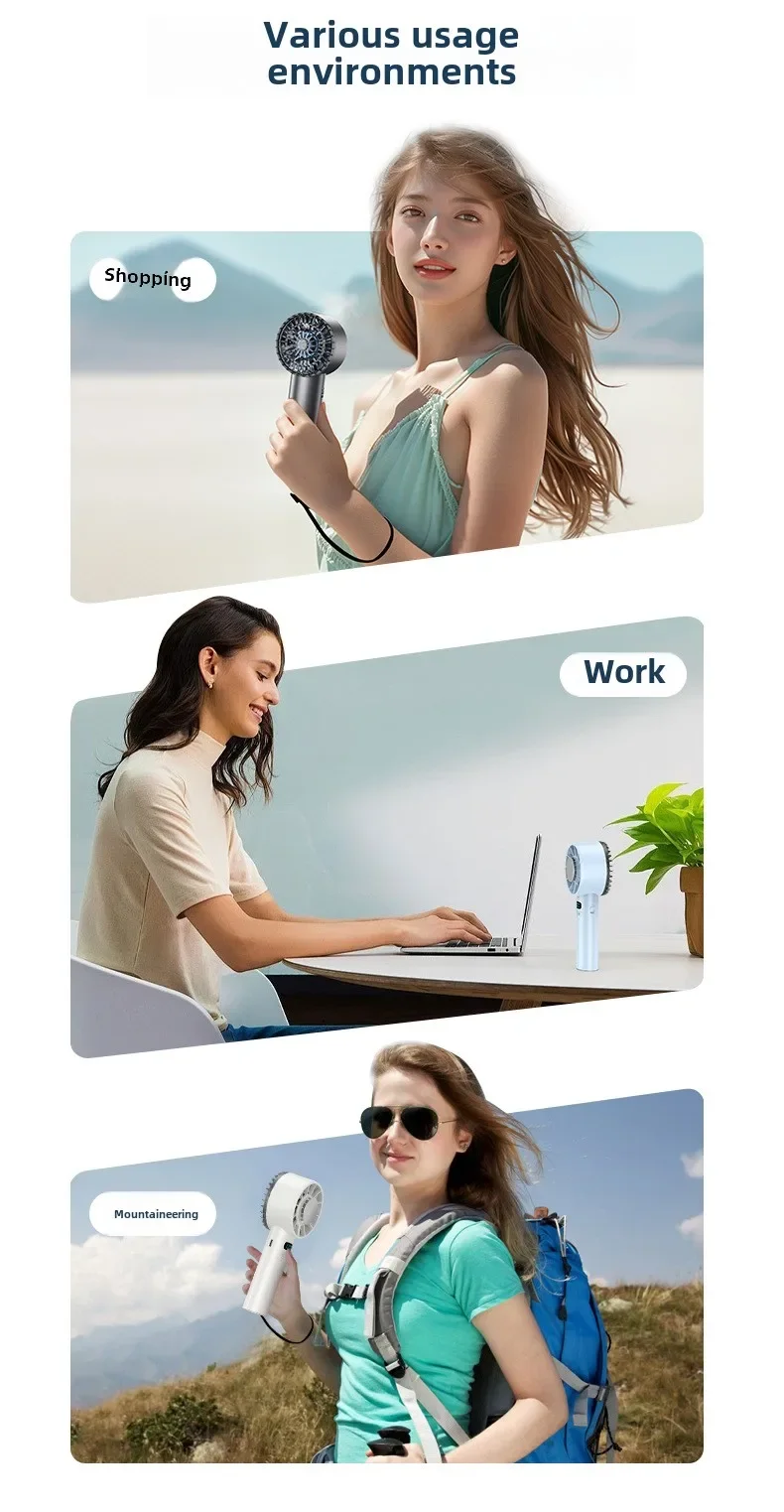 Electric Handheld Cooling USB Rechargeable  LED Display fan