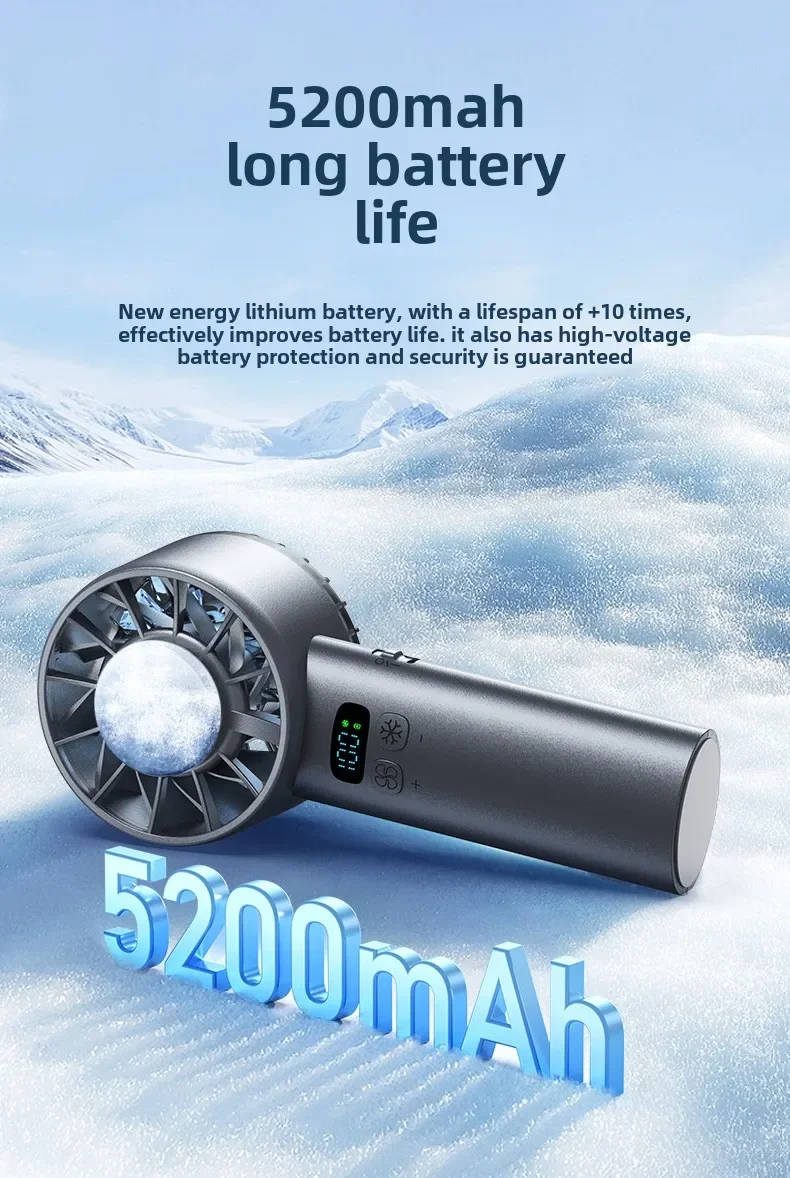 Electric Handheld Cooling USB Rechargeable  LED Display fan