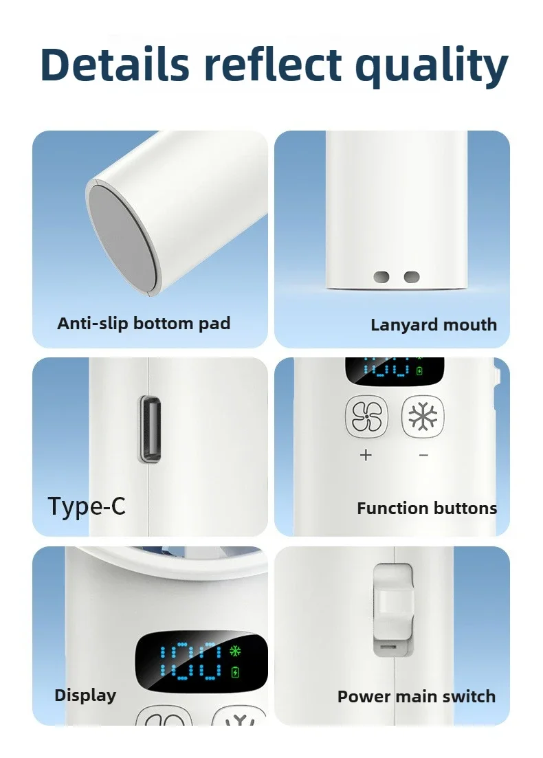 Electric Handheld Cooling USB Rechargeable  LED Display fan