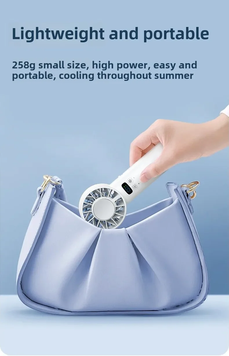 Electric Handheld Cooling USB Rechargeable  LED Display fan