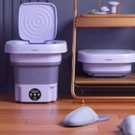 8L Portable Small Foldable Washing Machine with Spin Dryer For Socks Underwear Panties