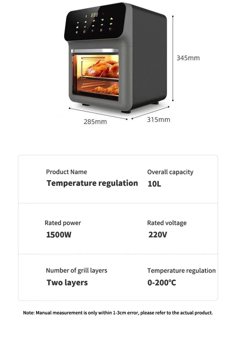 10L Oil-free Automatic Large Capacity Electric Air Fryer
