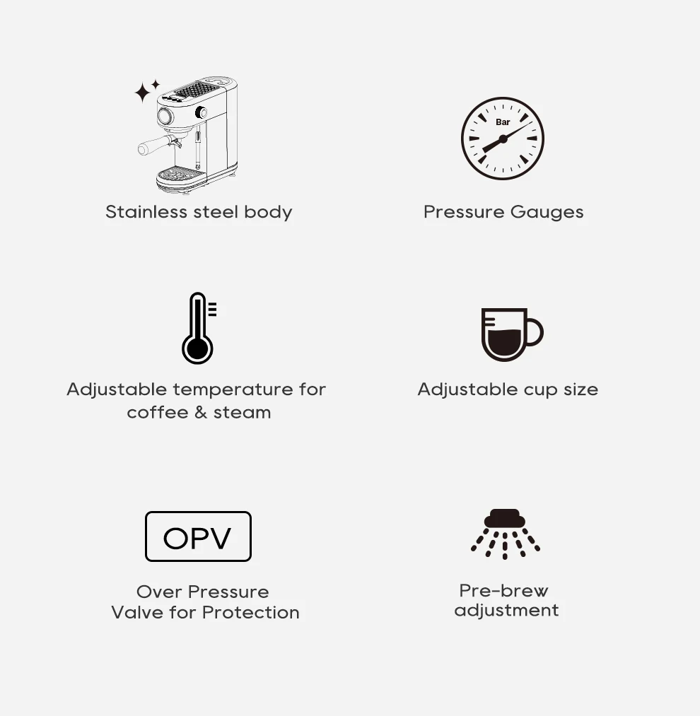HiBREW 20Bar Semi Automatic Espresso Coffee Machine