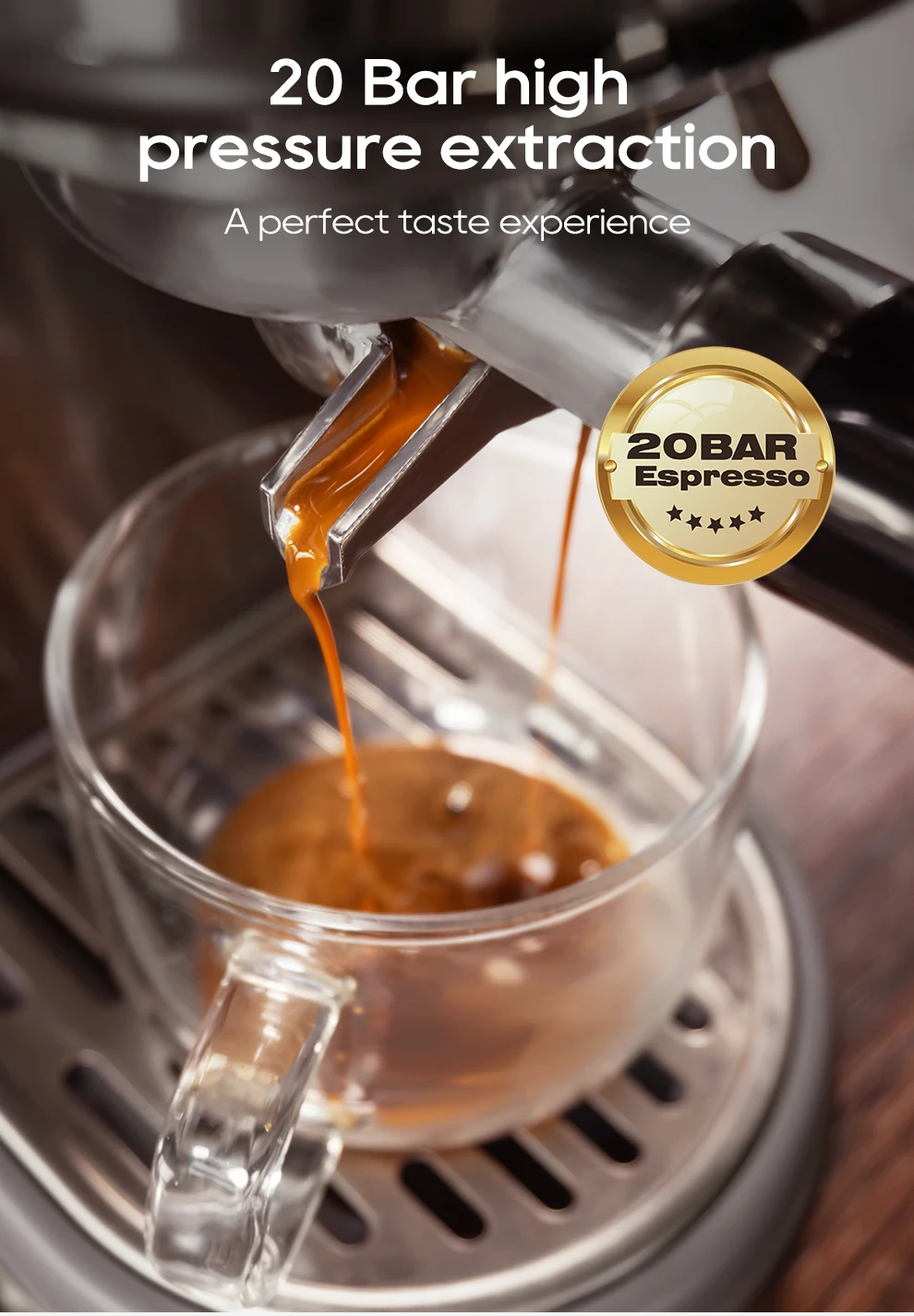 HiBREW 20Bar Semi Automatic Espresso Coffee Machine