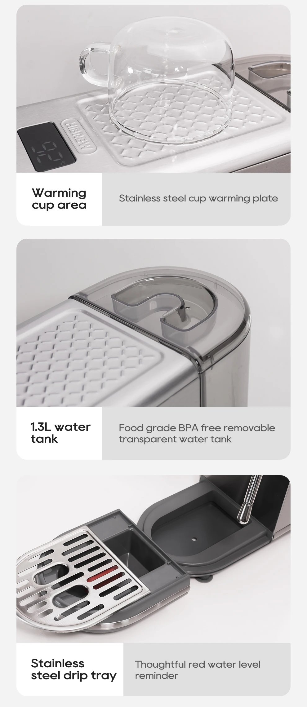 HiBREW 20Bar Semi Automatic Espresso Coffee Machine