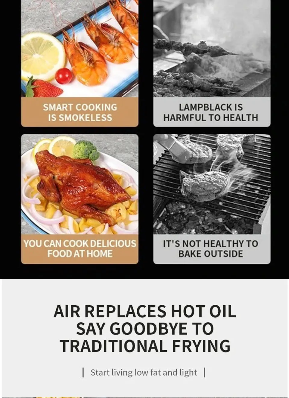 Multi-functional intelligent touch screen deep air fryer