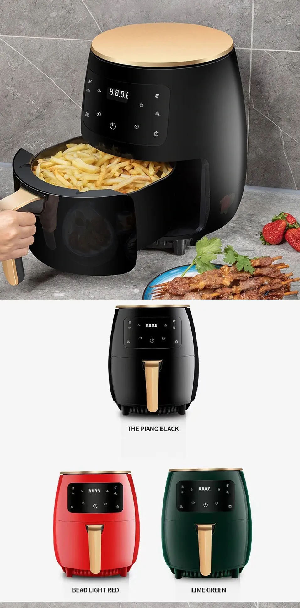 Multi-functional intelligent touch screen deep air fryer