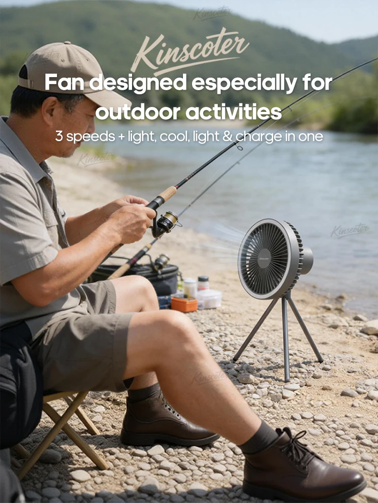 10000mAh 4000mAh Camping Fan Rechargeable  Electric Fan with Power Bank LED Lighting