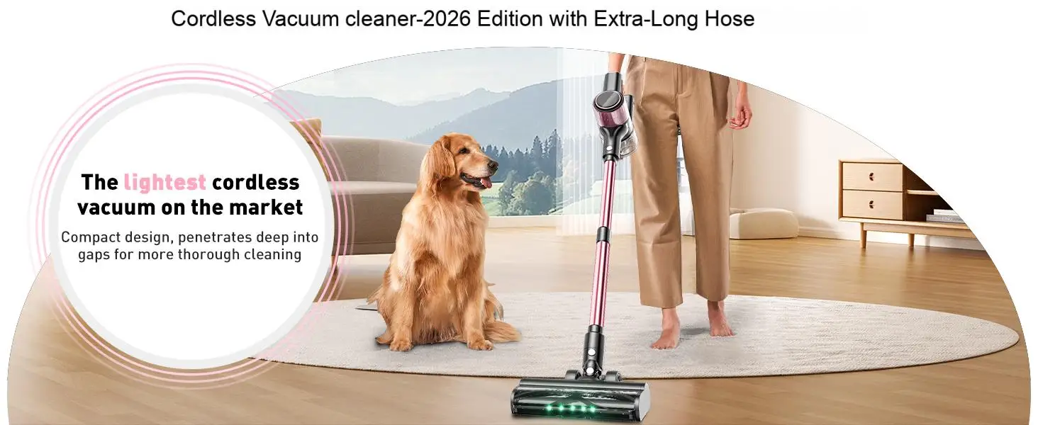 Cordless Vacuum Cleaner for Home Pet Hair/Hard Floor/Carpet