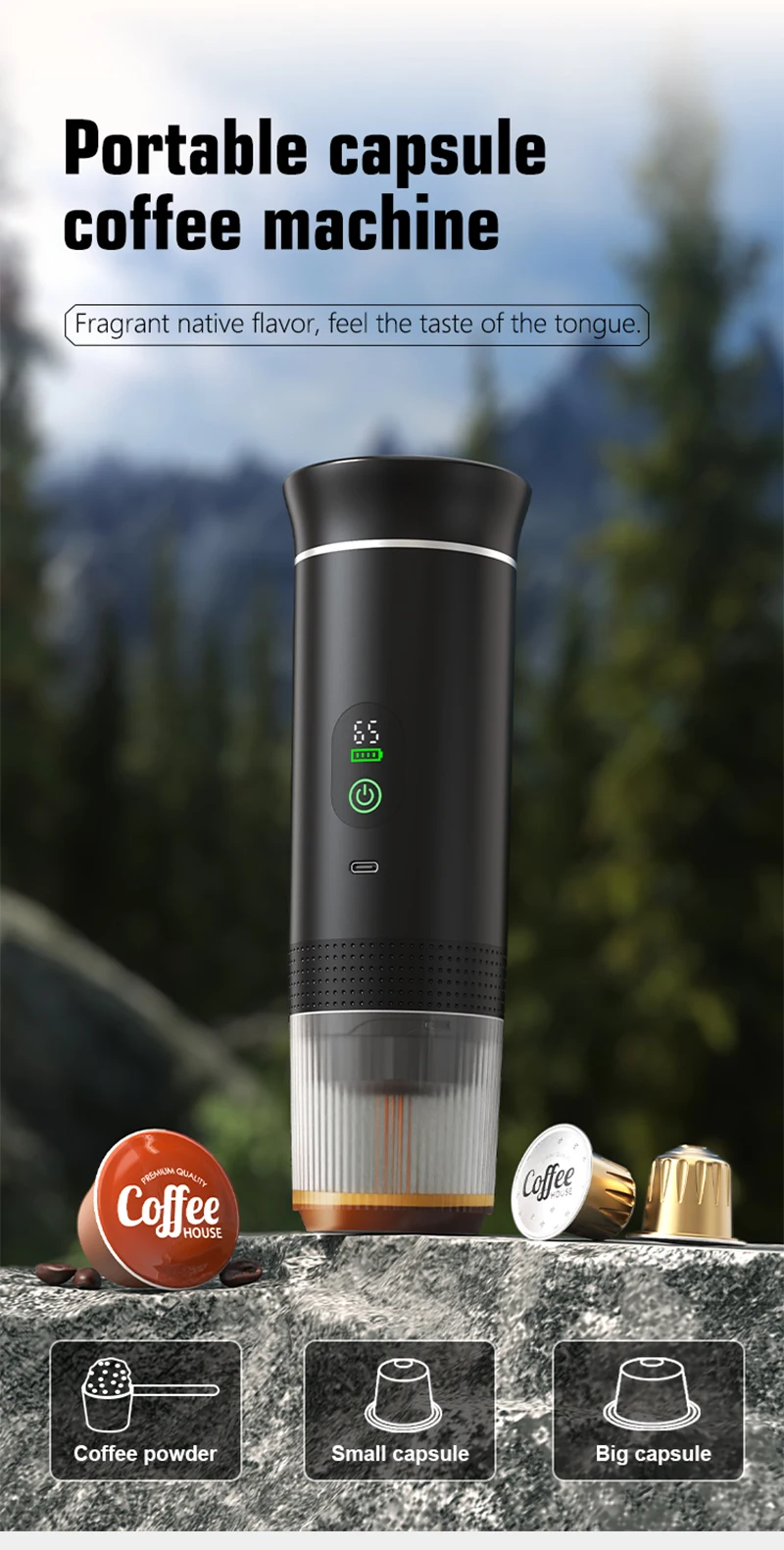 Portable Espresso Coffee Machine With Digital Display