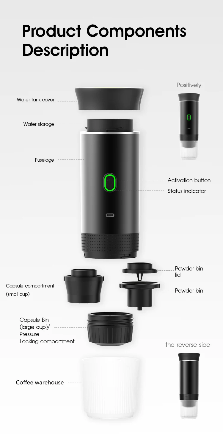 3-in-1 Wireless Electric Portable Espresso Coffee Machine