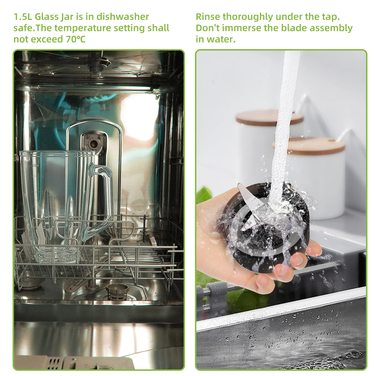 BioloMix 1300W Smoothie Blender with 1.5L Glass Jar