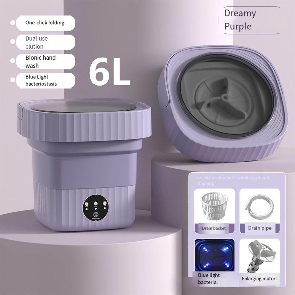 6L 11L Folding Portable Washing Machine with Spin Dryer for Clothes