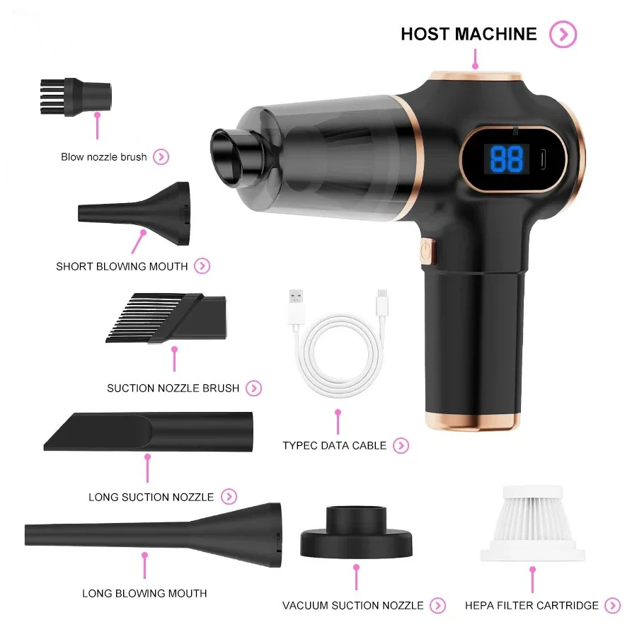 TINSOL Wireless Vacuum Cleaner Dual Use for Home and Car