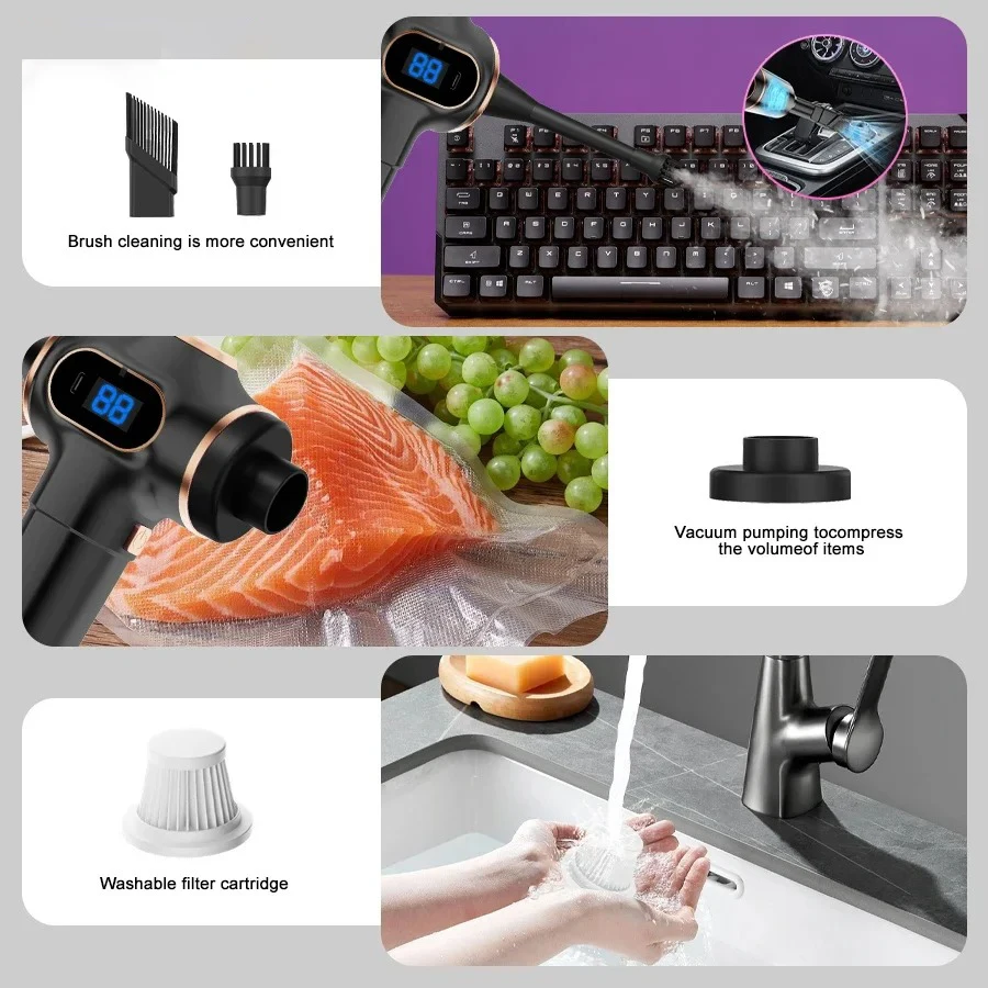 TINSOL Wireless Vacuum Cleaner Dual Use for Home and Car