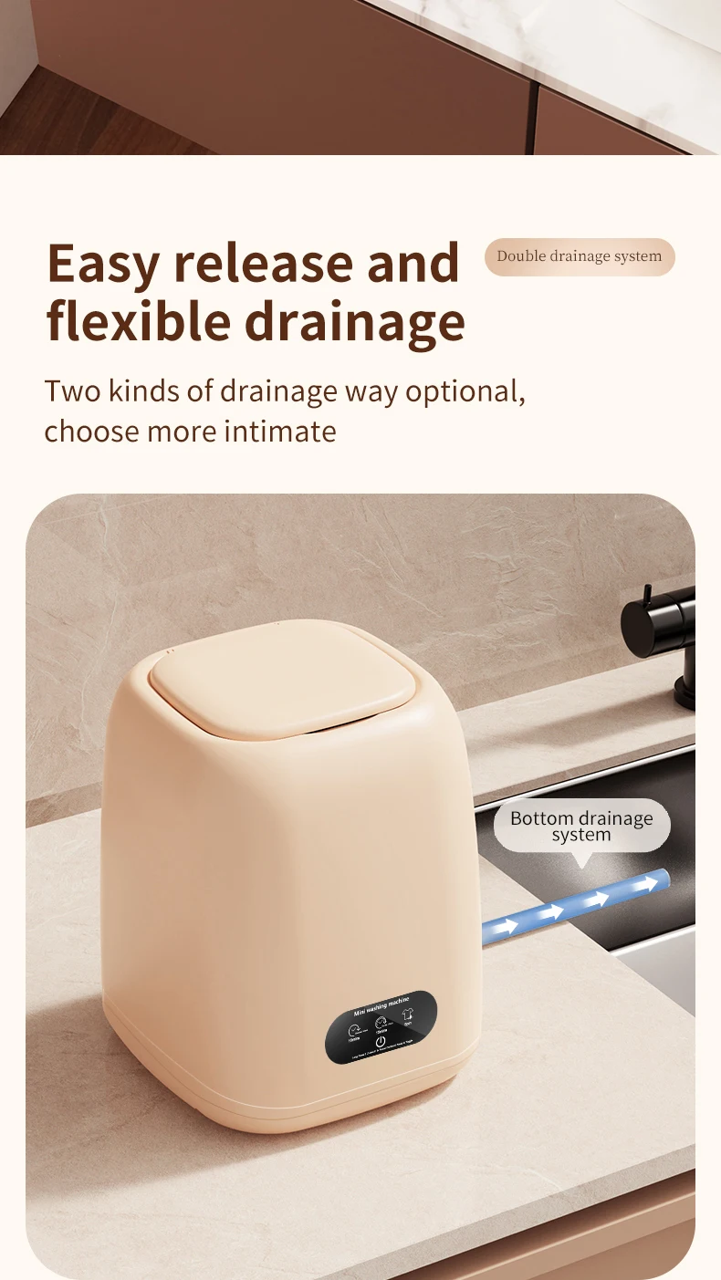 Small automatic Portable Washing Machine with Spin Dryer for Underwear