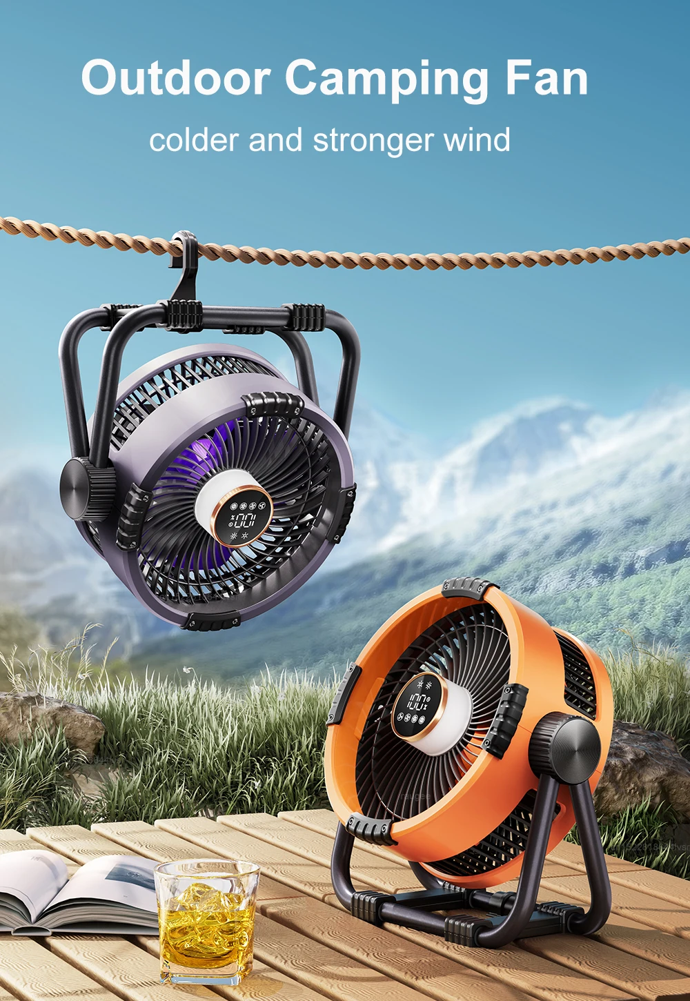 20000mAh Camping  Rechargeable Portable Outdoor Camping Fan