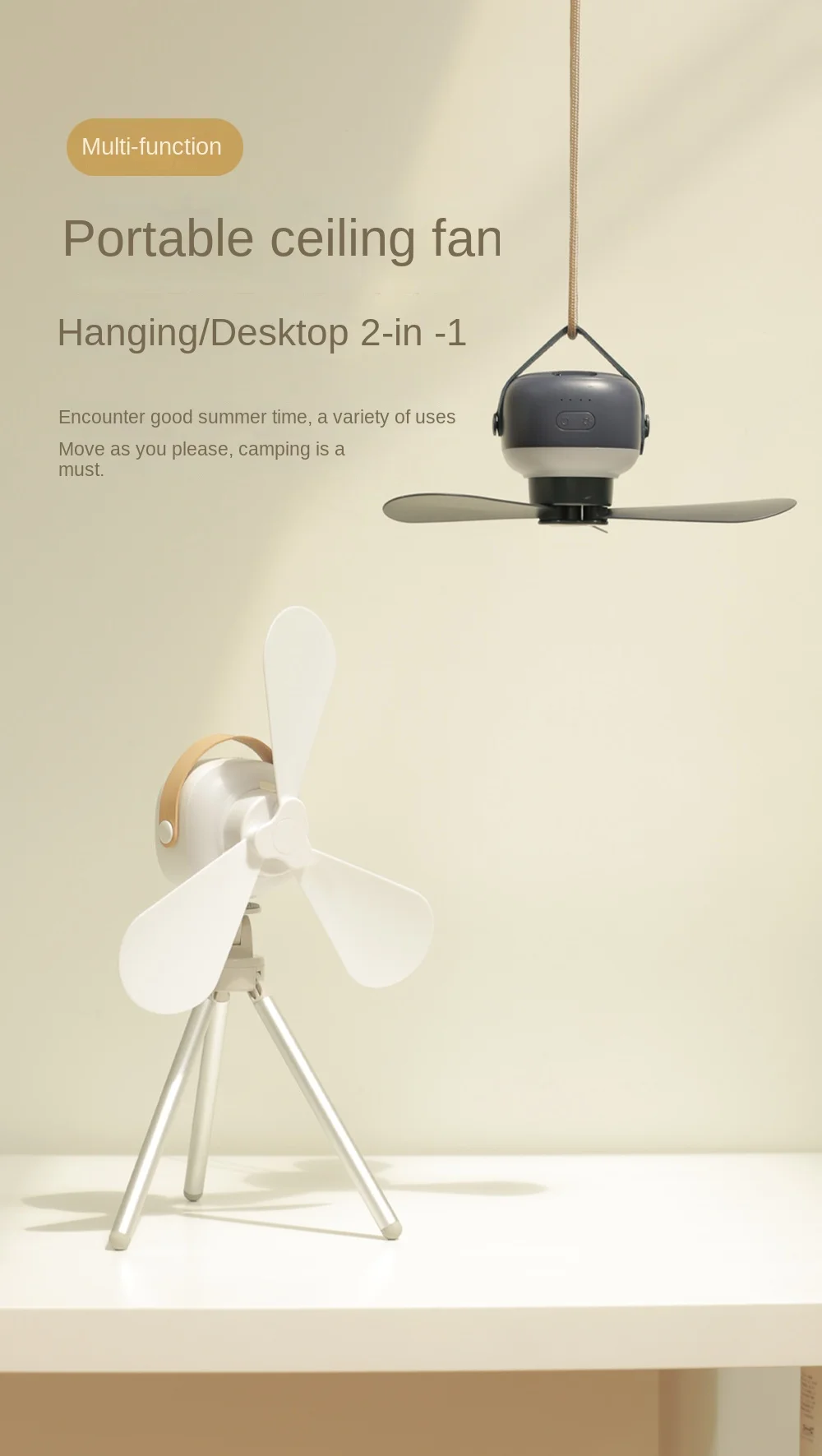 Portable wireless mini USB ceiling fan with remote control