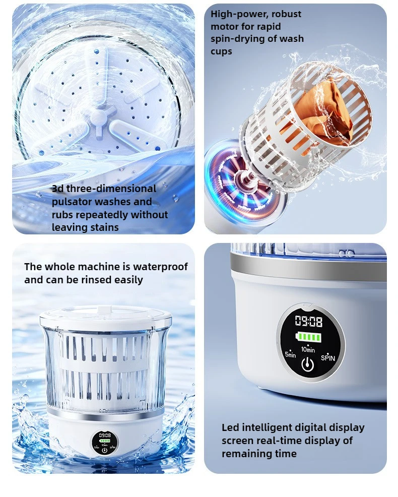 3L Mini Washing Machine for Clothes Socks Underwear with Spin Drying