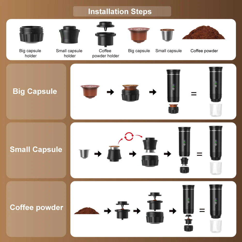 Portable Espresso Coffee Machine With Digital Display