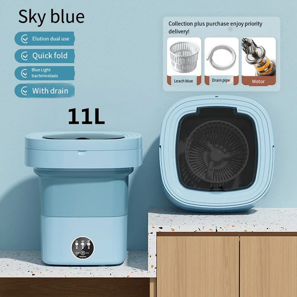 6L 11L Folding Portable Washing Machine with Spin Dryer for Clothes