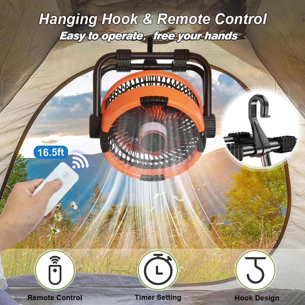 20000mAh Camping  Rechargeable Portable Outdoor Camping Fan
