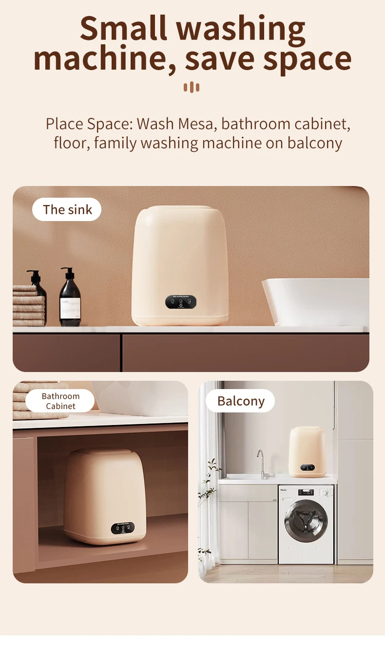 Small automatic Portable Washing Machine with Spin Dryer for Underwear