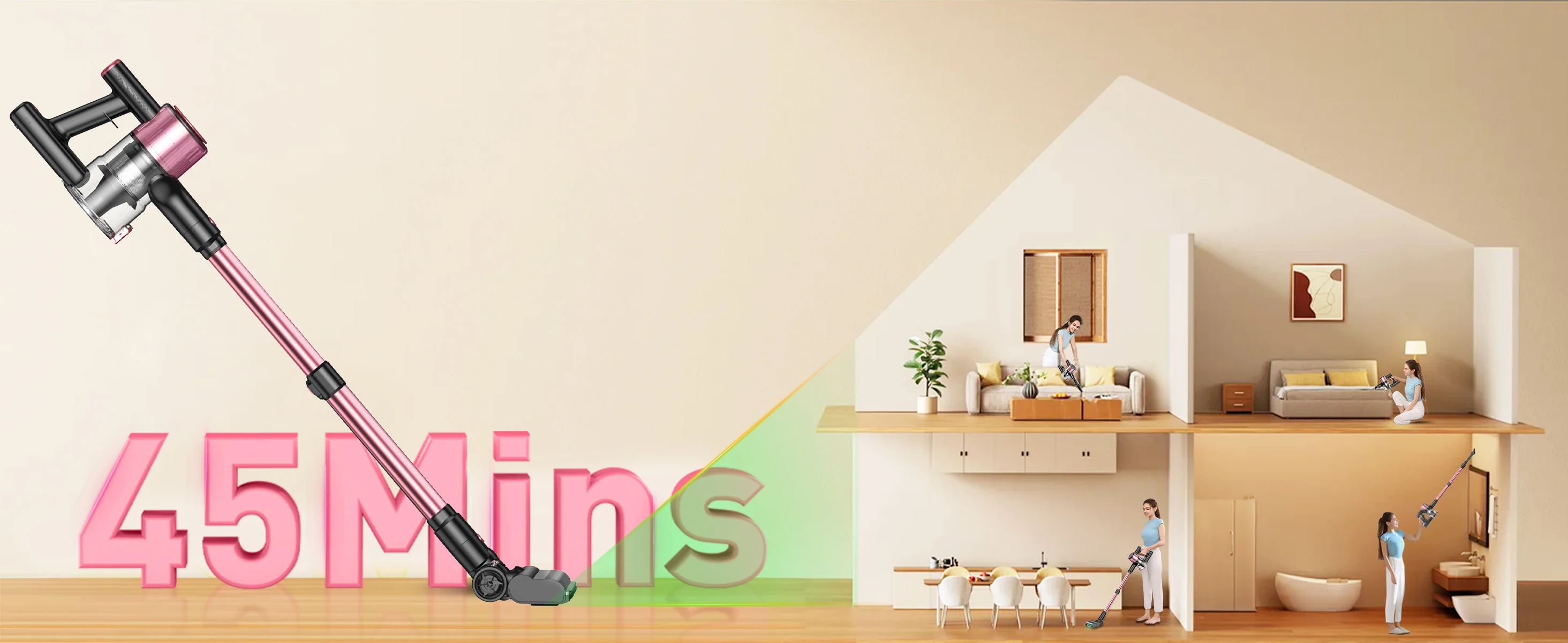 Cordless Vacuum Cleaner for Home Pet Hair/Hard Floor/Carpet