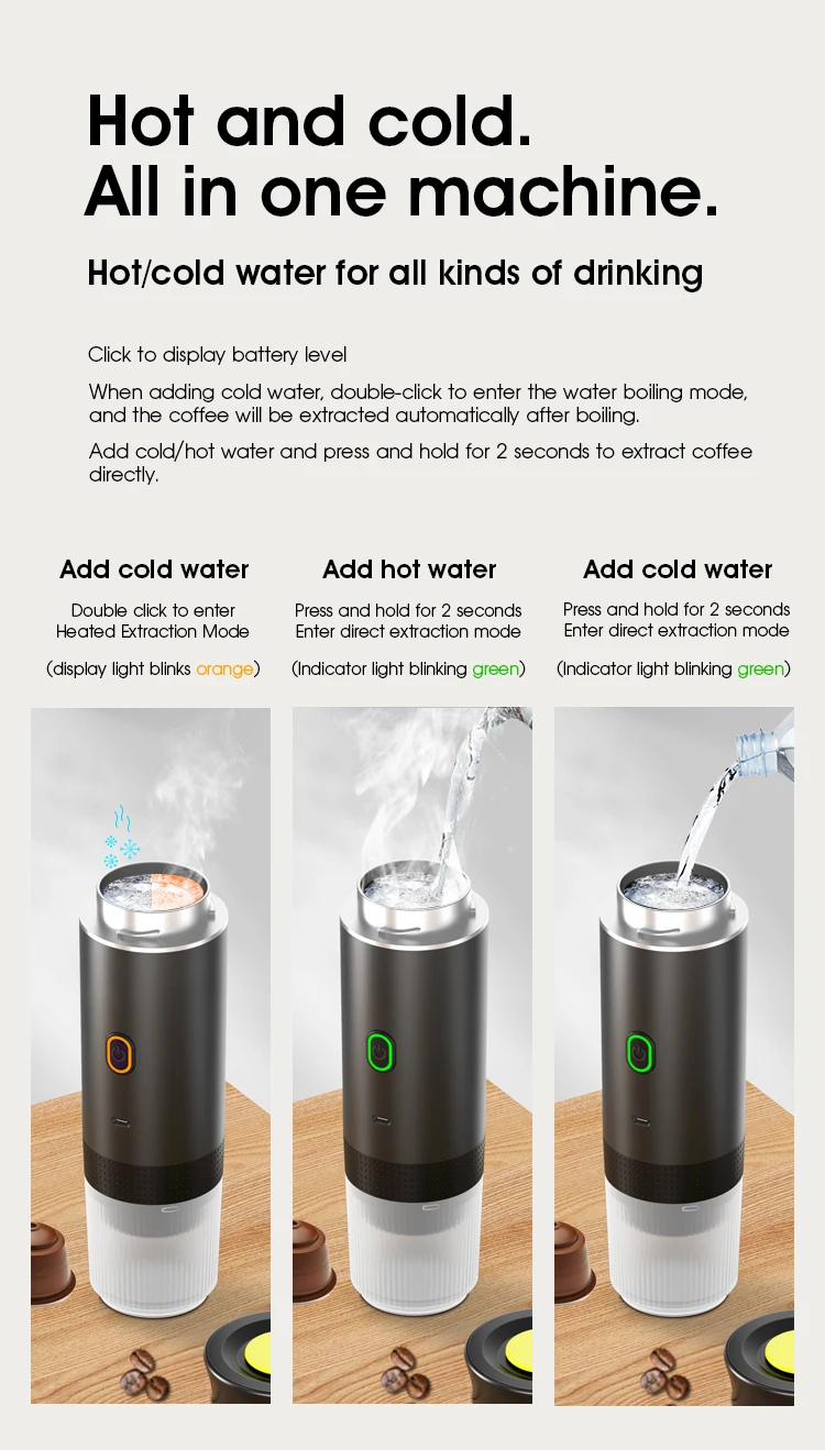 3-in-1 Wireless Electric Portable Espresso Coffee Machine