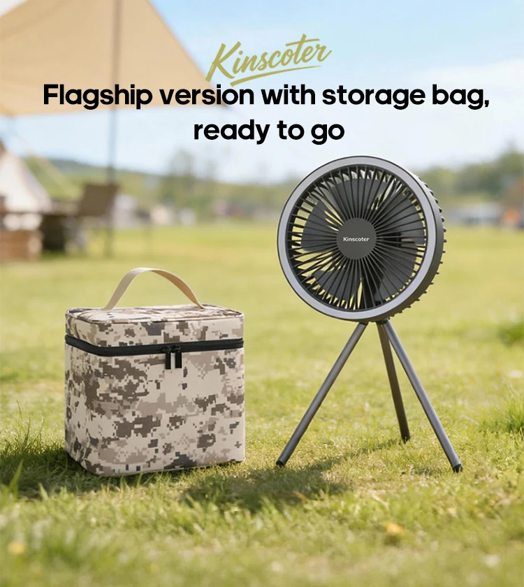10000mAh 4000mAh Camping Fan Rechargeable  Electric Fan with Power Bank LED Lighting