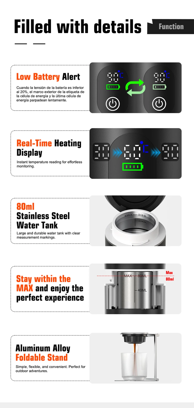 Portable Espresso Coffee Machine With Digital Display