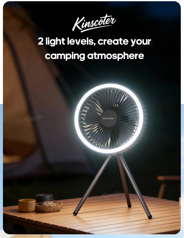 10000mAh 4000mAh Camping Fan Rechargeable  Electric Fan with Power Bank LED Lighting