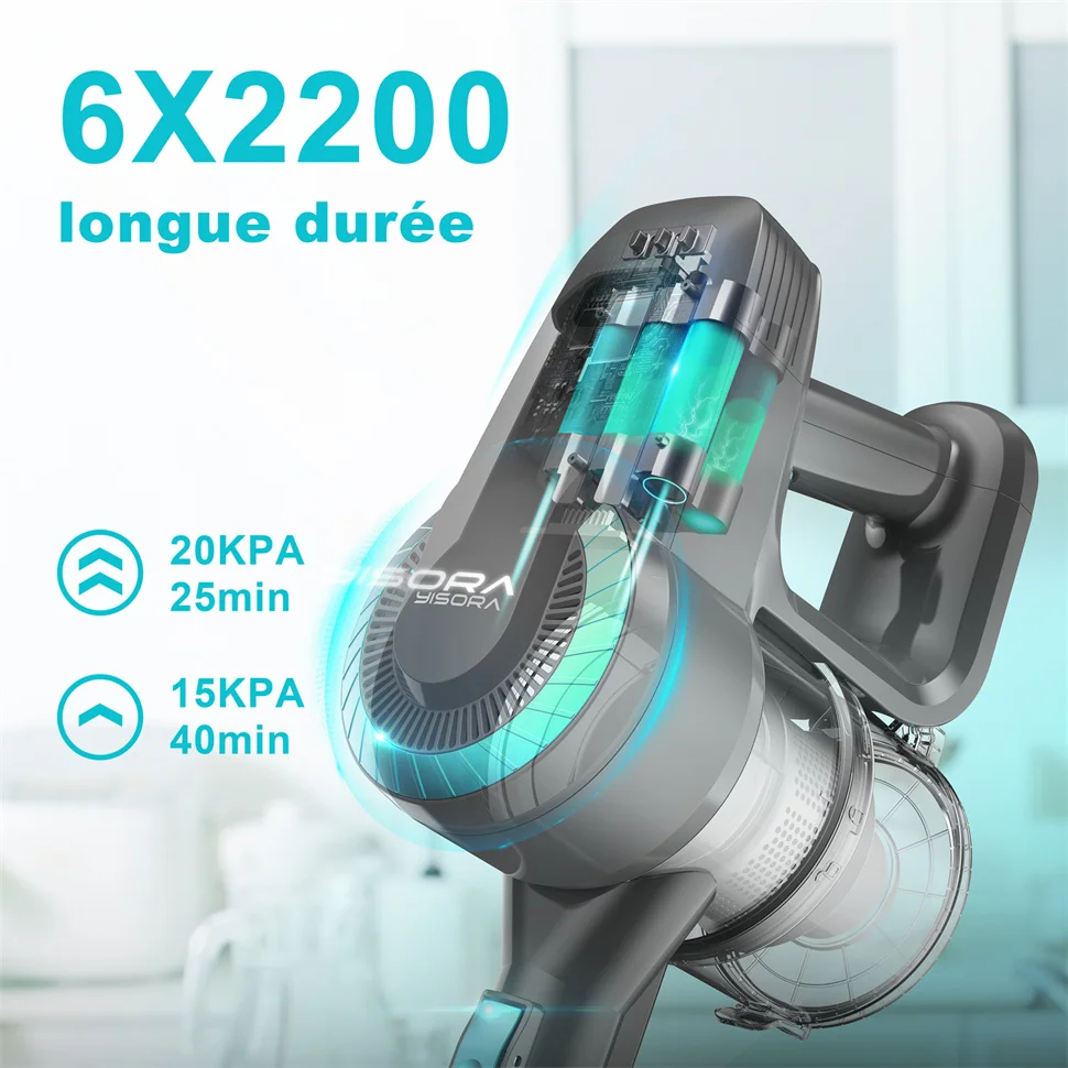 YISORA N300 Cordless Upright Vacuum Cleaner for Carpet, Hard Floor, Car, Pet Hair