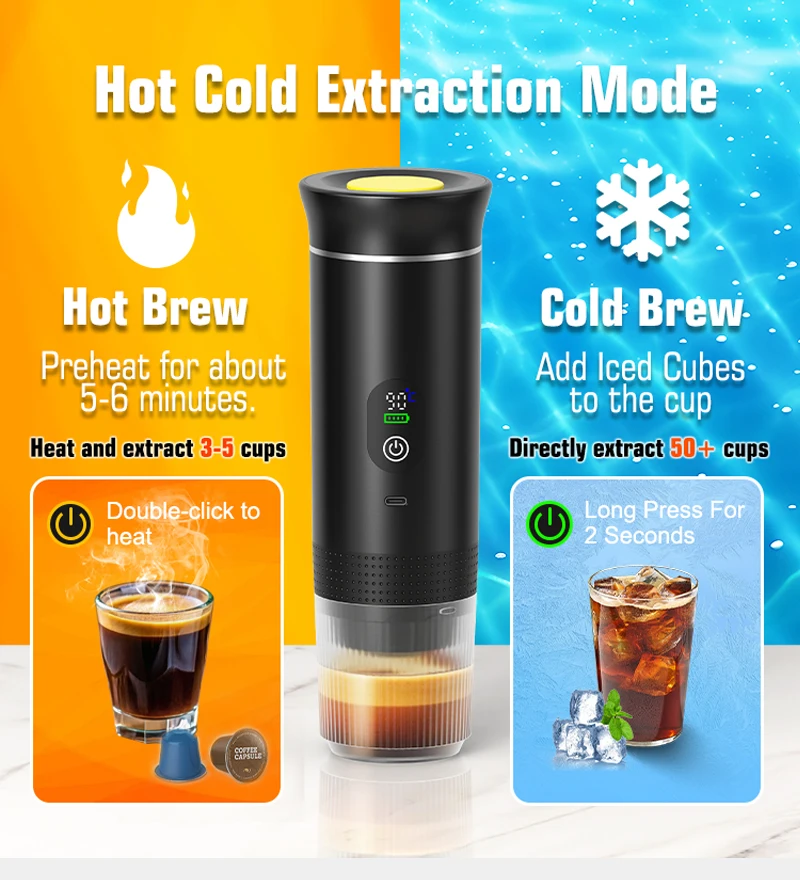 Portable Espresso Coffee Machine With Digital Display