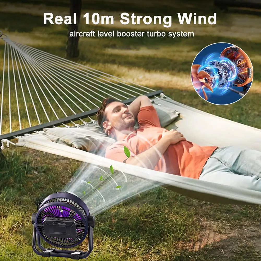20000mAh Camping  Rechargeable Portable Outdoor Camping Fan