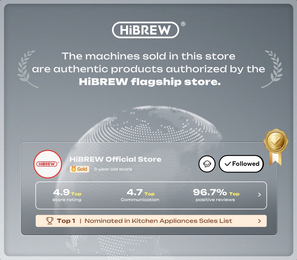 HiBREW 20Bar Semi Automatic Espresso Coffee Machine
