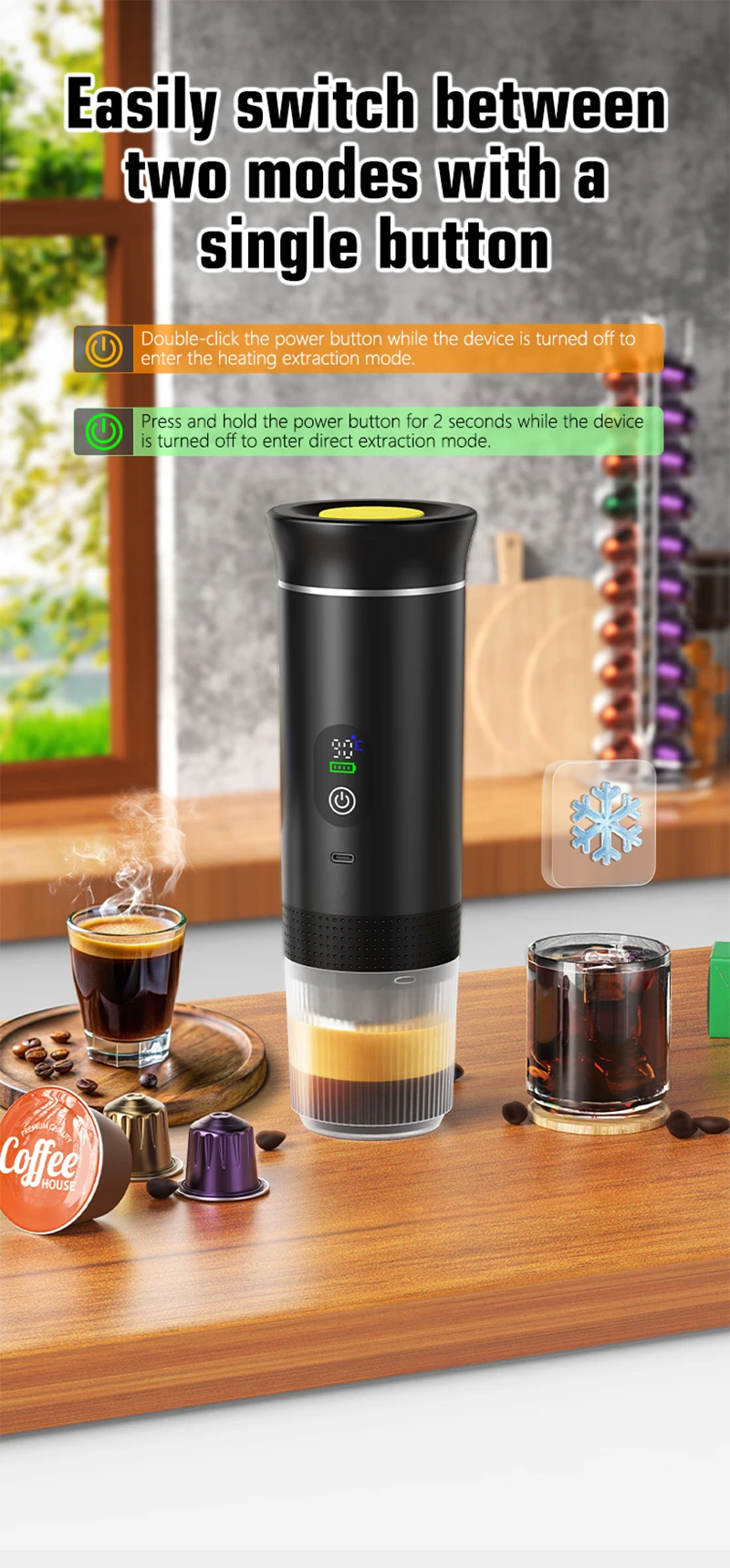 Portable Espresso Coffee Machine With Digital Display