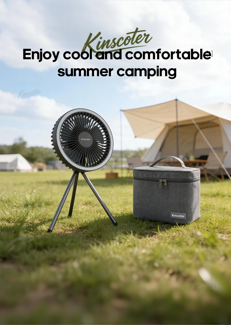 10000mAh 4000mAh Camping Fan Rechargeable  Electric Fan with Power Bank LED Lighting