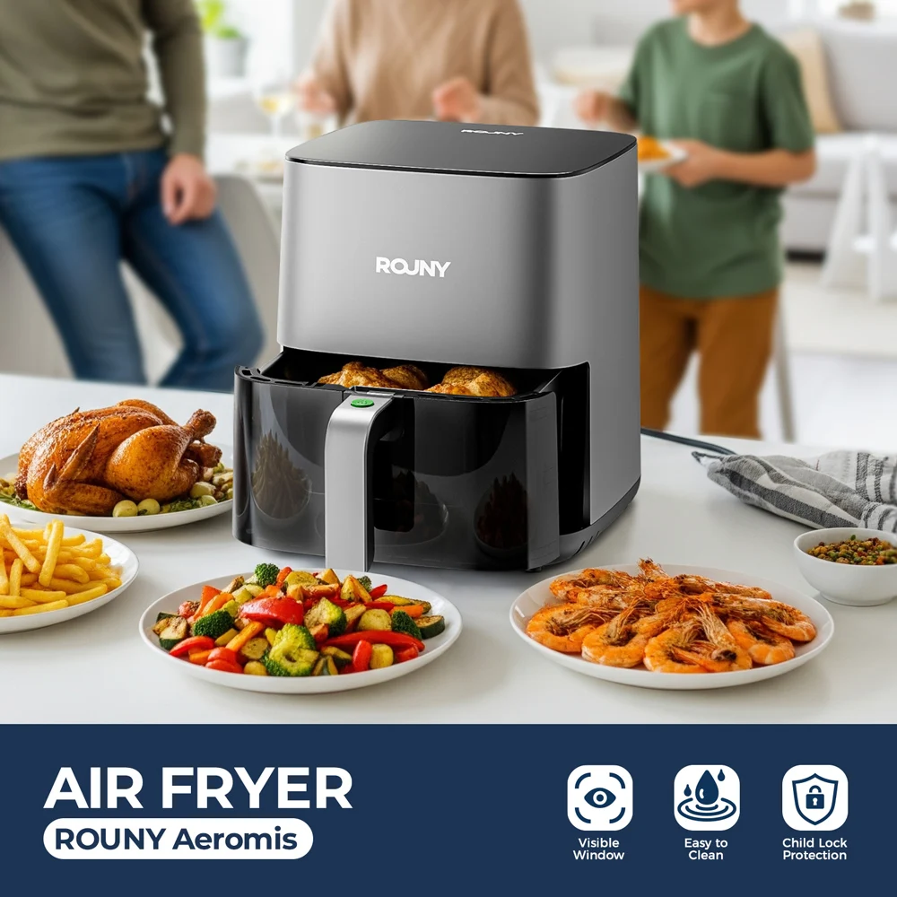 5L Electric ROUNY Air Fryer  with Touch Control & Nonstick Basket