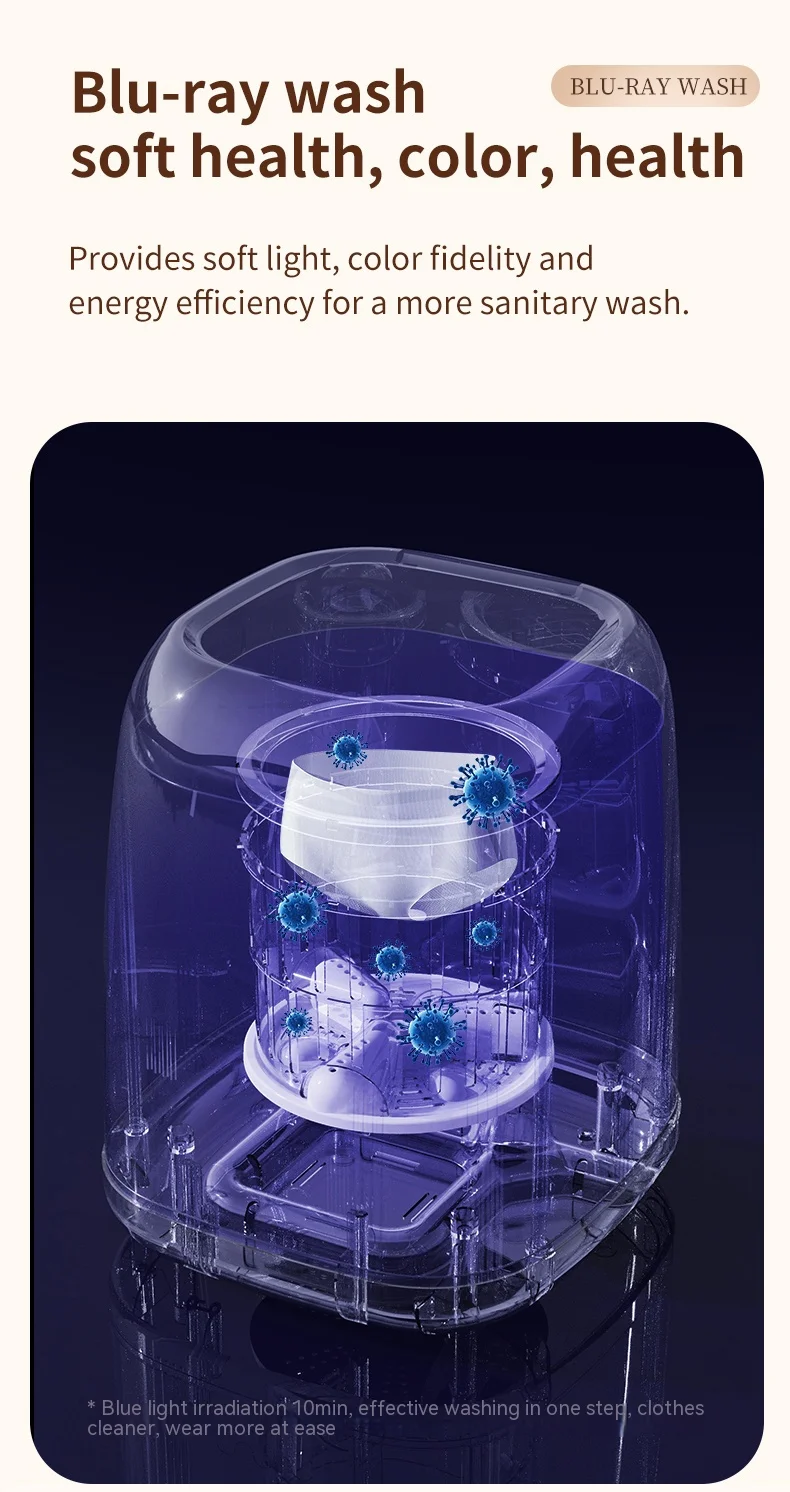 Small automatic Portable Washing Machine with Spin Dryer for Underwear