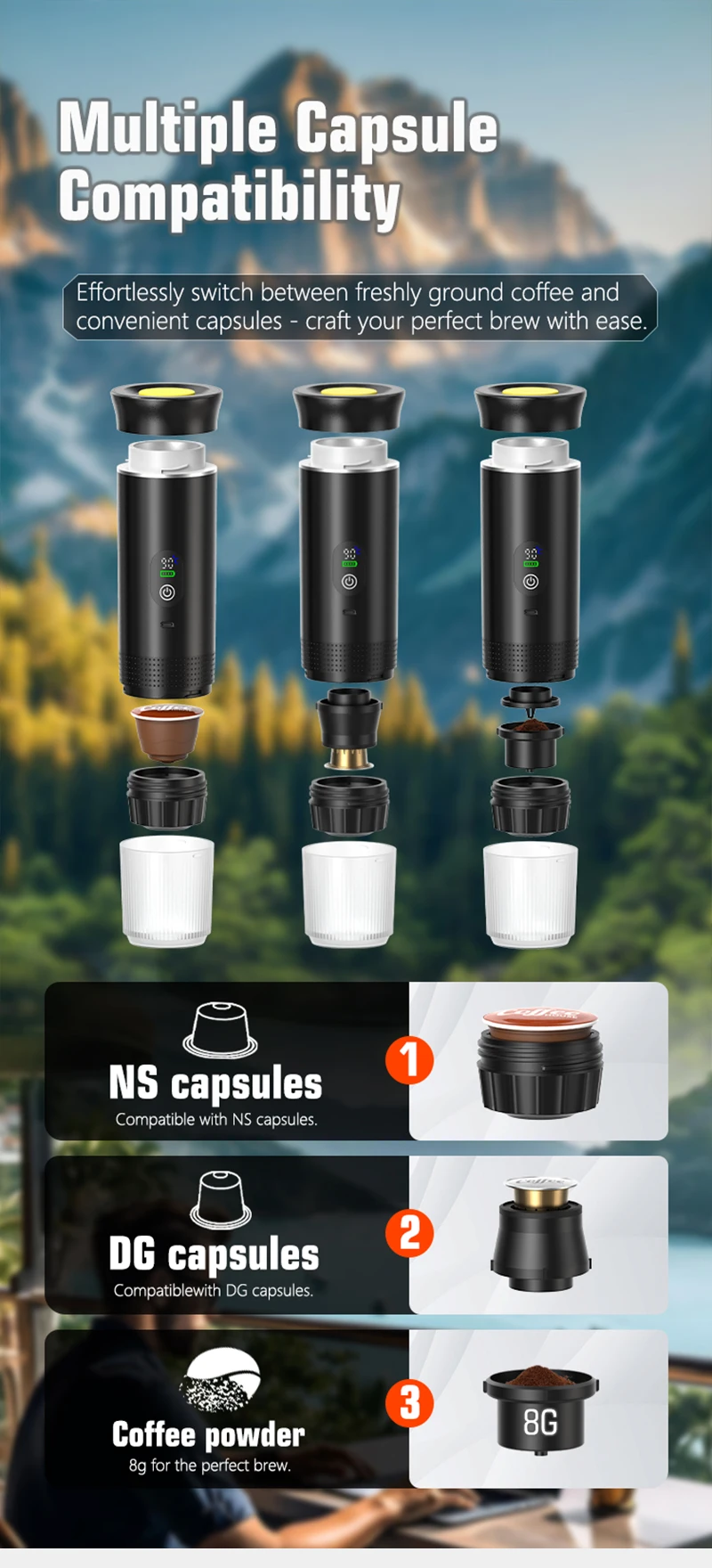 Portable Espresso Coffee Machine With Digital Display