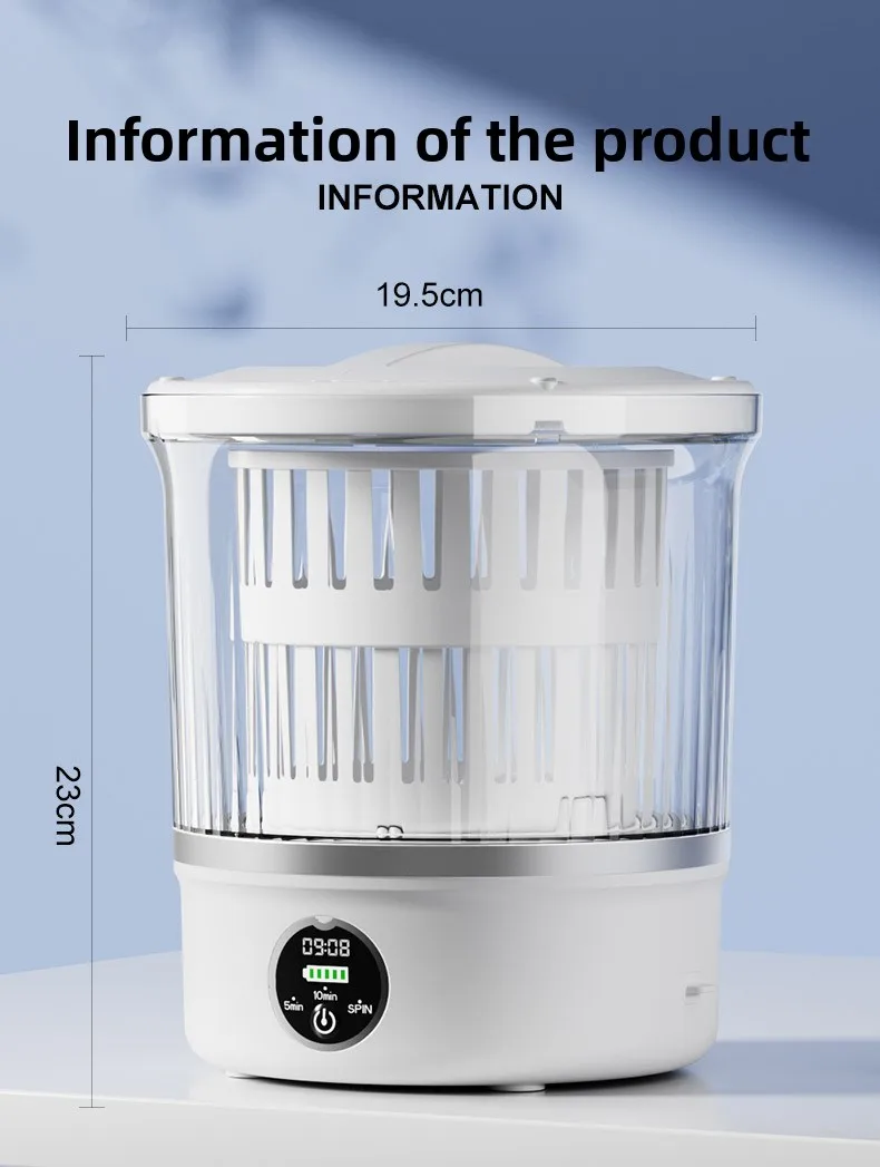 3L Mini Washing Machine for Clothes Socks Underwear with Spin Drying