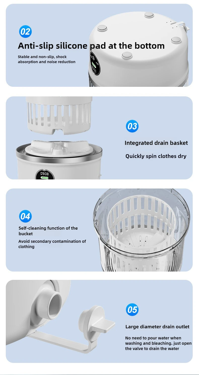 3L Mini Washing Machine for Clothes Socks Underwear with Spin Drying