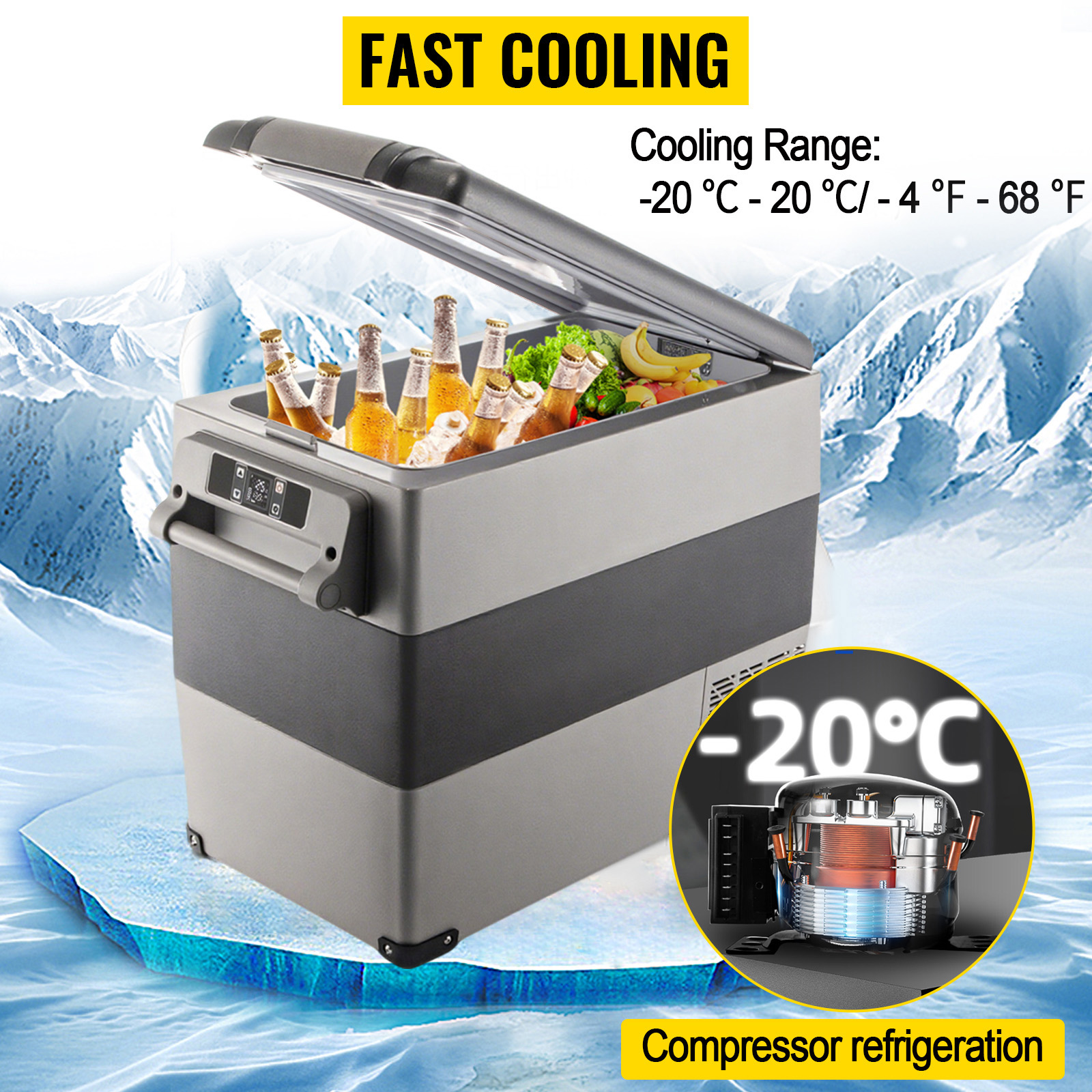SucceBuy 20L 22L 35L 45L 55L Car Refrigerator Mini Fridge Freezer